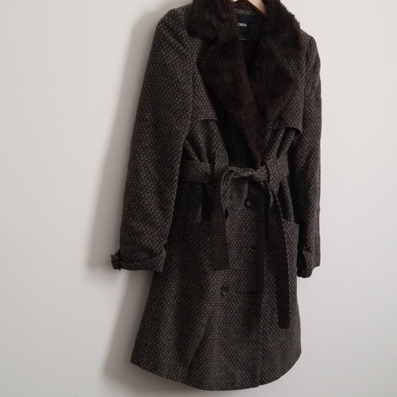 ASOS Fur Trim Long Jacket - Picture 2 of 7
